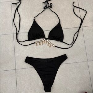 Fashion Nova Black Bikini Set charms + gems